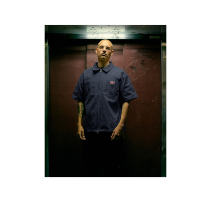 Uniform Zipper Shirt Dust Blue